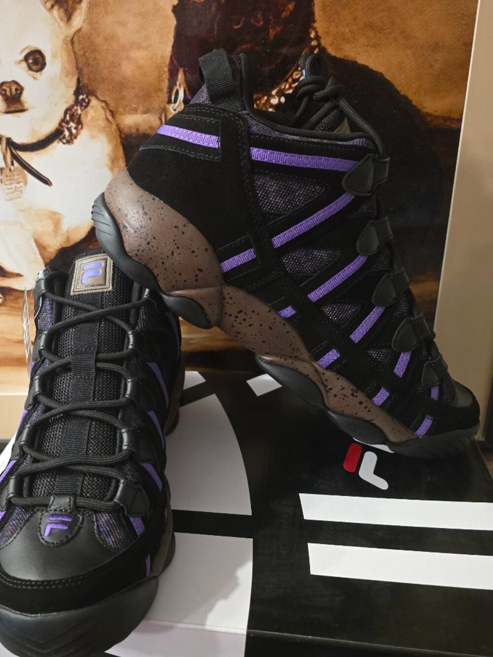 Fila Stackhouse Spaghetti Men's Shoes Black-Pinecone-Purple 1BM01269-972 Sz 12